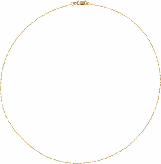 14K Yellow 1mm Diamond-Cut Bead 7 Chain