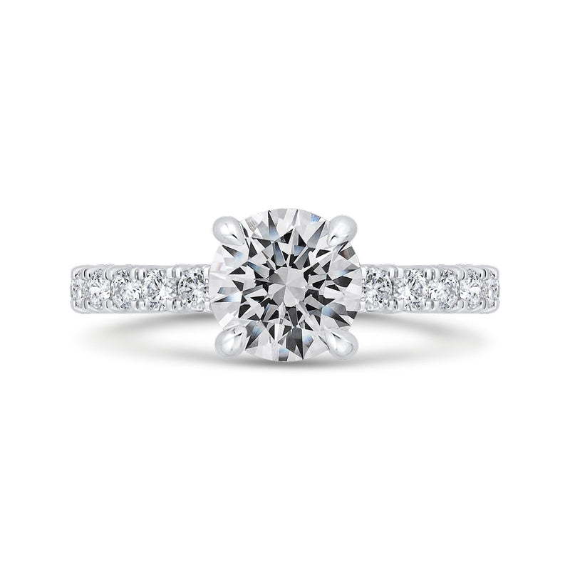 Shah Luxury 14K White Gold Round Diamond Solitaire Plus Engagement Ring  (Semi-Mount)