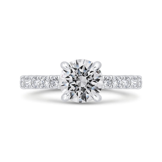 Shah Luxury 14K White Gold Round Diamond Solitaire Plus Engagement Ring  (Semi-Mount)