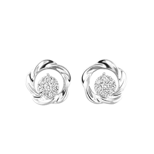 Gems One Silver Diamond (1/8Ctw) Earring