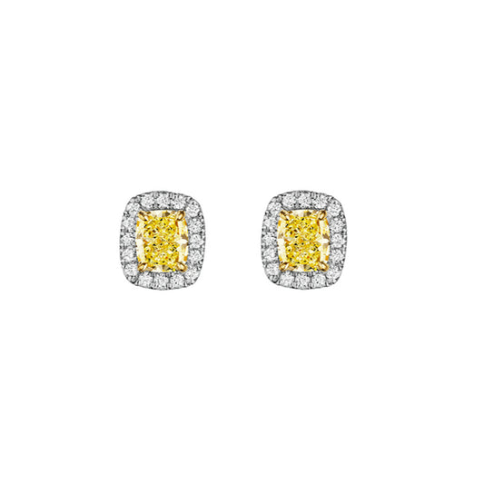 Henri Daussi 14k Yellow Gold Diamond Stud Earrings