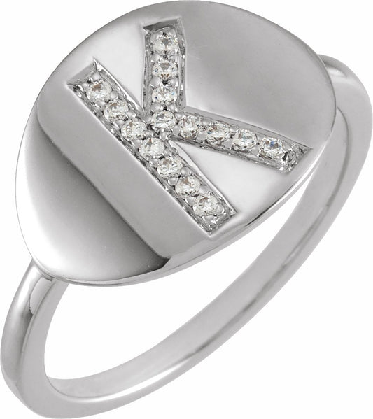 14K White Initial K 1/10 CTW Diamond Ring