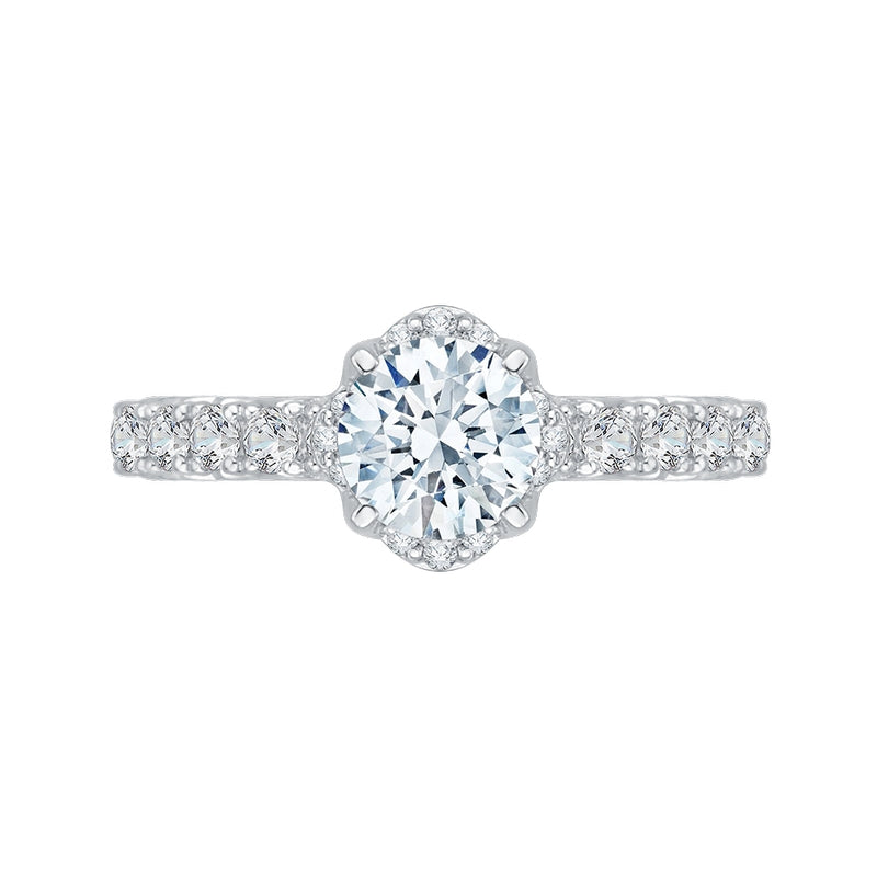 Shah Luxury Round Diamond Engagement Ring In 14K White Gold (Semi-Mount)