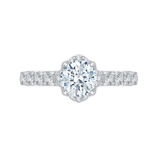 Shah Luxury Round Diamond Engagement Ring In 14K White Gold (Semi-Mount)