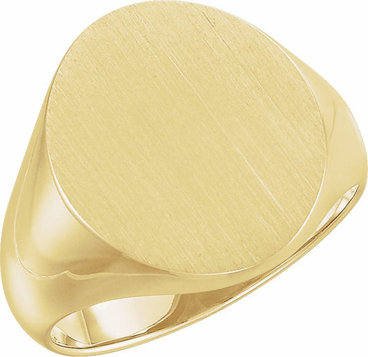 10K Yellow 18x16 mm Oval Signet Ring