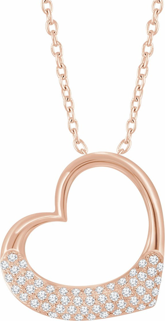 14K Rose 1/5 CTW Diamond Heart 16-18 Necklace