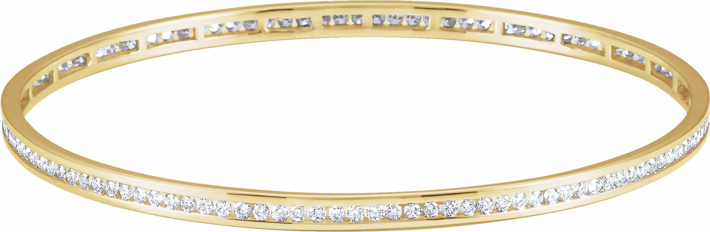 14K Yellow  1 1/2 CTW Diamond Stackable Bangle 8 Bracelet