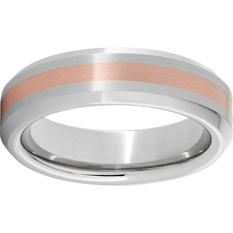 Serinium Beveled Edge Band with a 2mm 14K Rose Gold Inlay