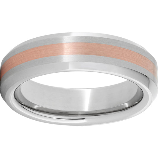 Serinium Beveled Edge Band with a 2mm 14K Rose Gold Inlay