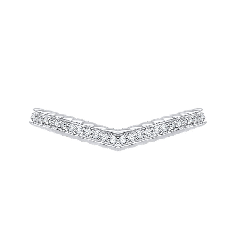 Shah Luxury 14K White Gold Round Diamond Wedding Band