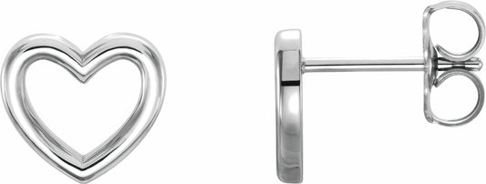 14K White 8.7x8 mm Heart Earrings