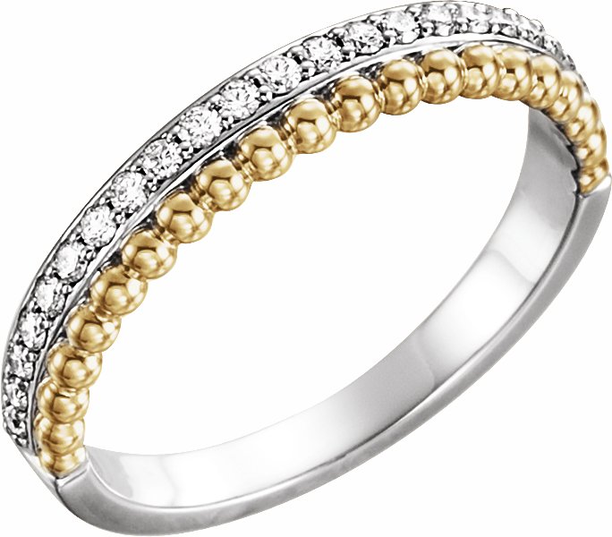 14K White/Yellow 1/5 CTW Diamond Beaded Ring