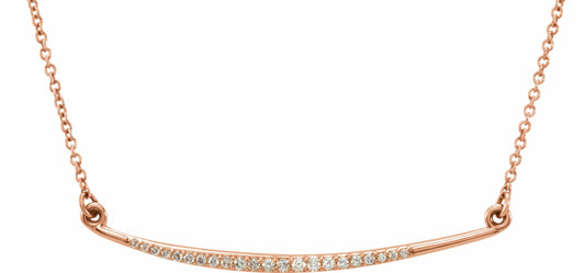 14K Rose 1/8 CTW Diamond Curved Bar 16 Necklace