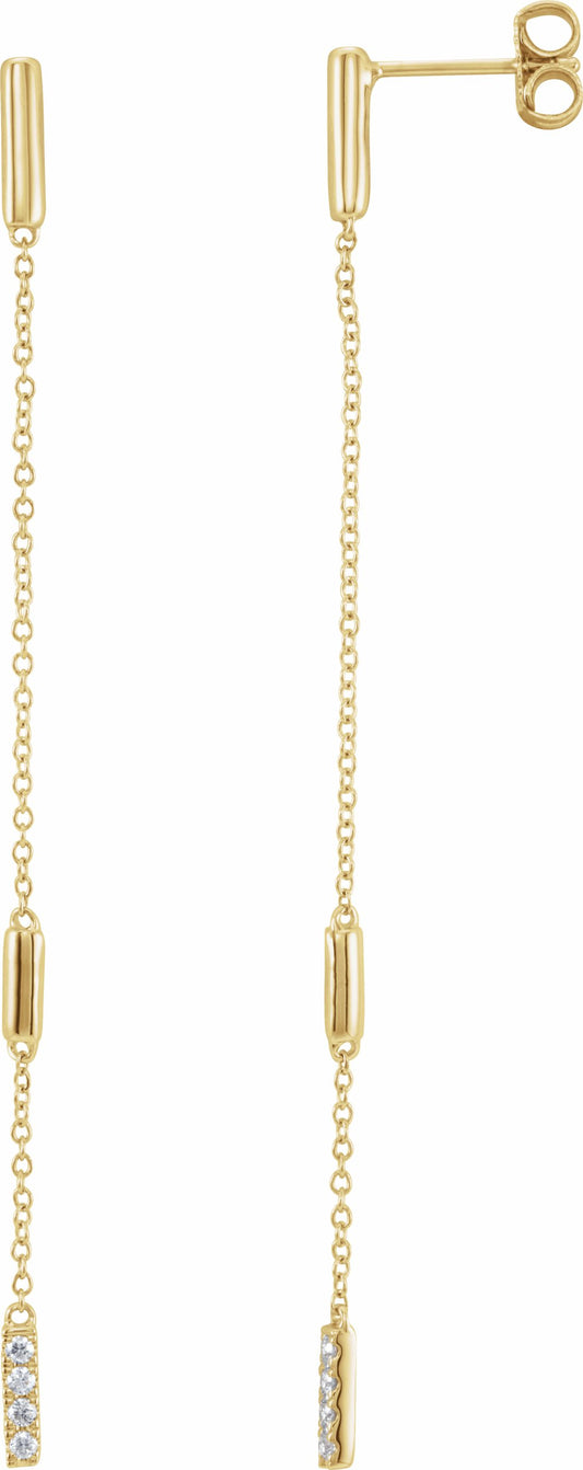 14K Yellow 1/10 CTW Diamond Chain Earrings