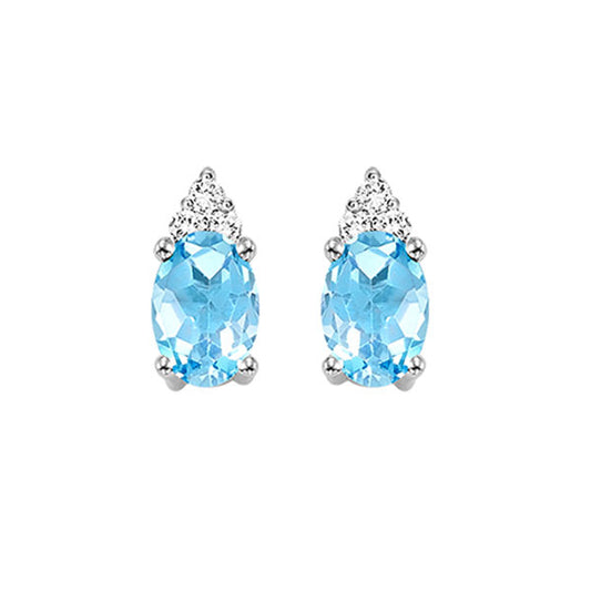 Gems One 10Kt White Gold Diamond (1/20Ctw) & Blue Topaz (5/8 Ctw) Earring