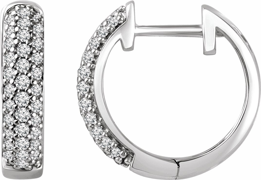 14K White 1/3 CTW Diamond Hoop Earrings