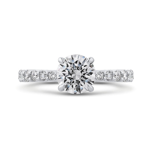 Shah Luxury Round Cut Diamond Engagement Ring In Platinum (Semi-Mount)