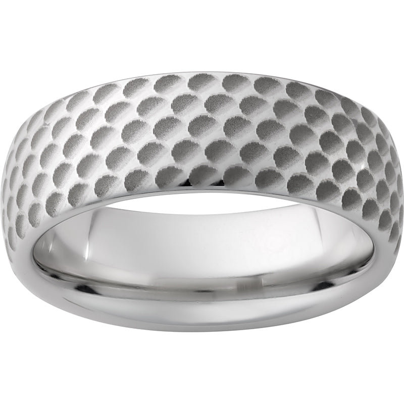 Serinium Domed Band with Golf Ball Laser Engraving