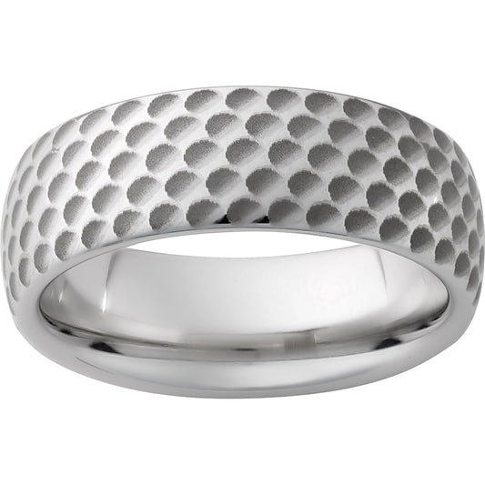 Serinium Domed Band with Golf Ball Laser Engraving