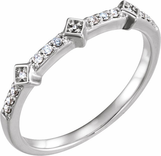 14K White 1/10 CTW Diamond Stackable Ring