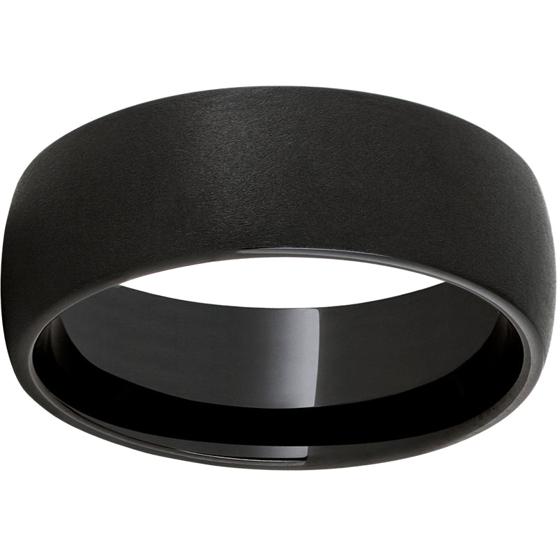 Black Diamond Ceramic Domed Band with Sandblast Finish