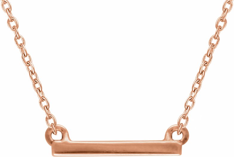 14K Rose 18x1.5 mm Petite Bar 16-18 Necklace