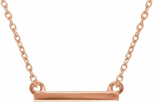 14K Rose 18x1.5 mm Petite Bar 16-18 Necklace