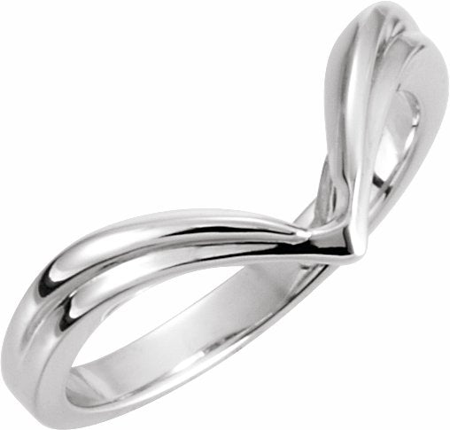 14K White V-Shape Fashion Ring
