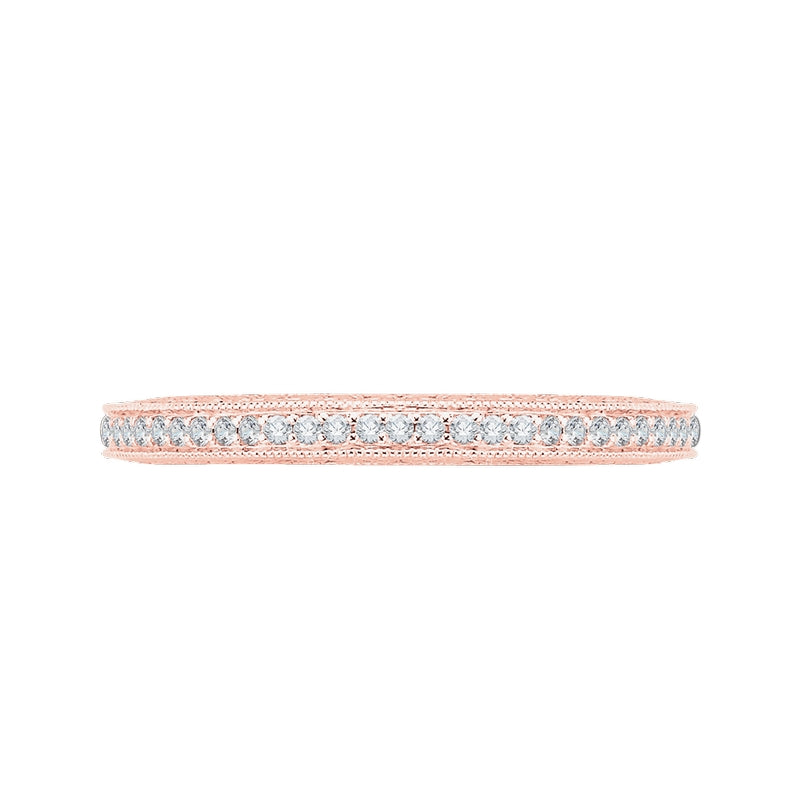 Shah Luxury Round Diamond Half-Eternity Wedding Band In 14K Rose Gold