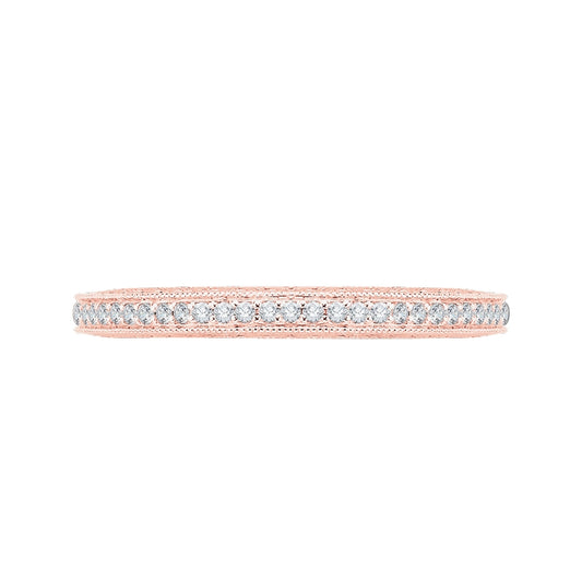 Shah Luxury Round Diamond Half-Eternity Wedding Band In 14K Rose Gold