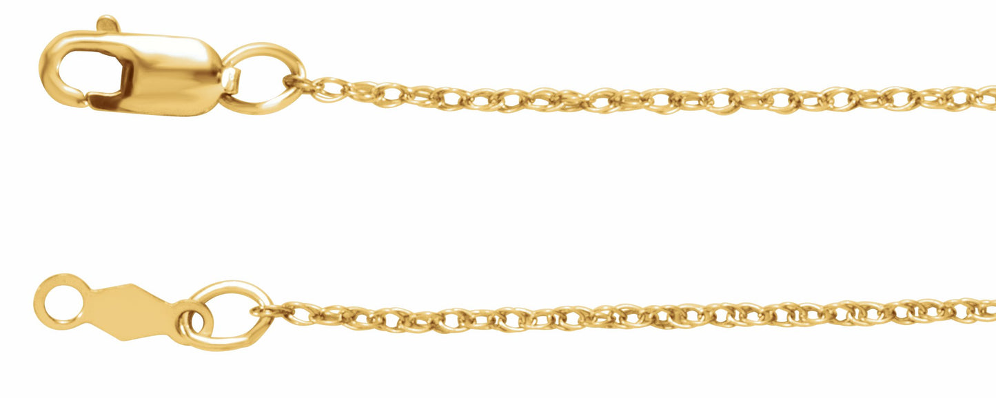 14K Yellow 1 mm Rope 7 Chain