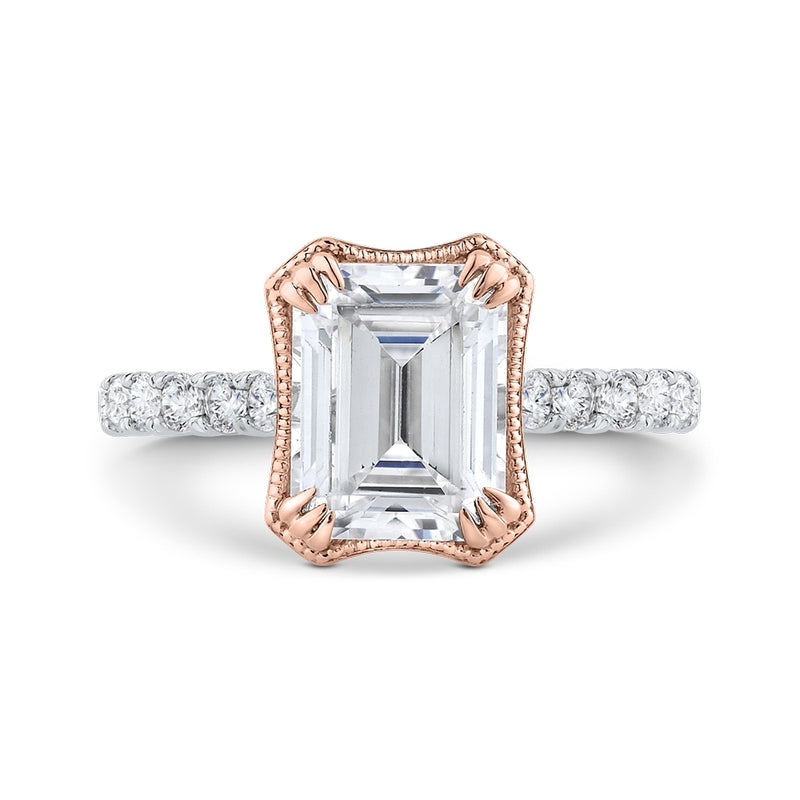Shah Luxury 14K Two-Tone Gold Diamond Engagement Ring (Semi-Mount)