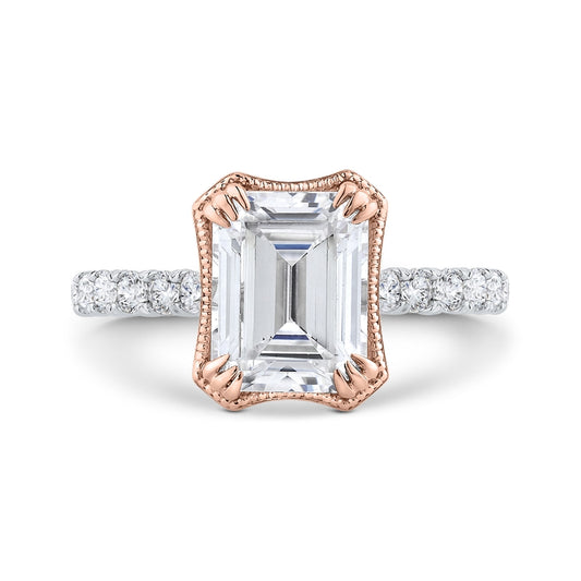 Shah Luxury 14K Two-Tone Gold Diamond Engagement Ring (Semi-Mount)