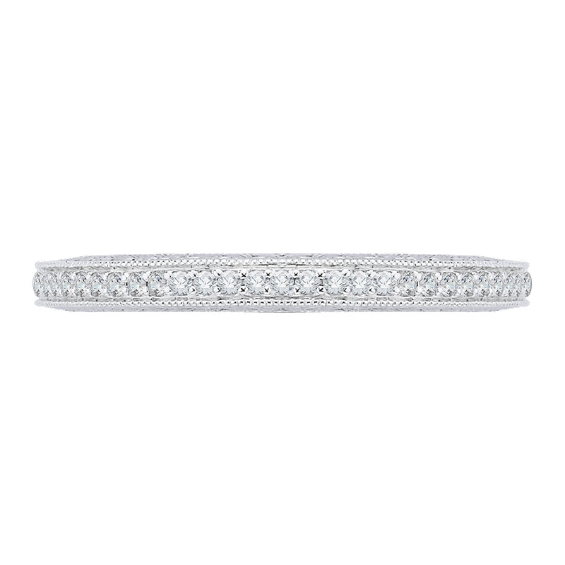 Shah Luxury 14K White Gold Round Diamond Wedding Band