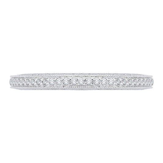 Shah Luxury 14K White Gold Round Diamond Wedding Band