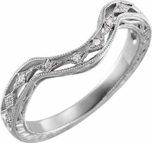 14K White .04 CTW Diamond Matching Band for 7x5 Oval Ring