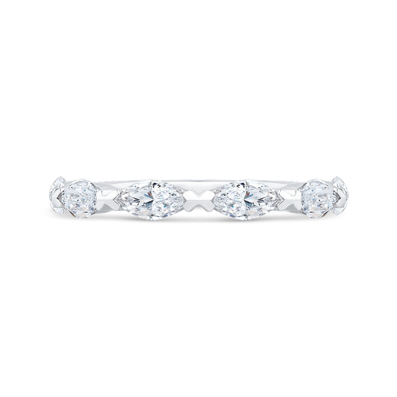 Shah Luxury 14K White Gold Diamond Contour Band