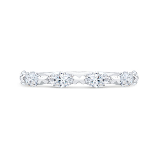 Shah Luxury 14K White Gold Diamond Contour Band