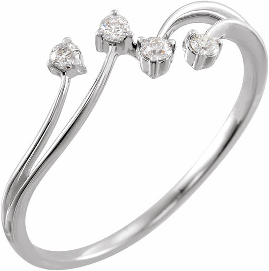 14K White 1/10 CTW Diamond Bypass Ring