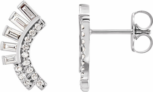 14K White 1/3 CTW Diamond Curved Fan Earrings