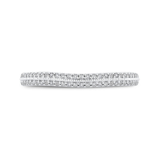 Shah Luxury 14K Two-Tone Gold Round Cut Diamond Half-Eternity Wedding Band