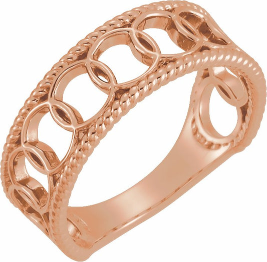 14K Rose Geometric Rope Ring