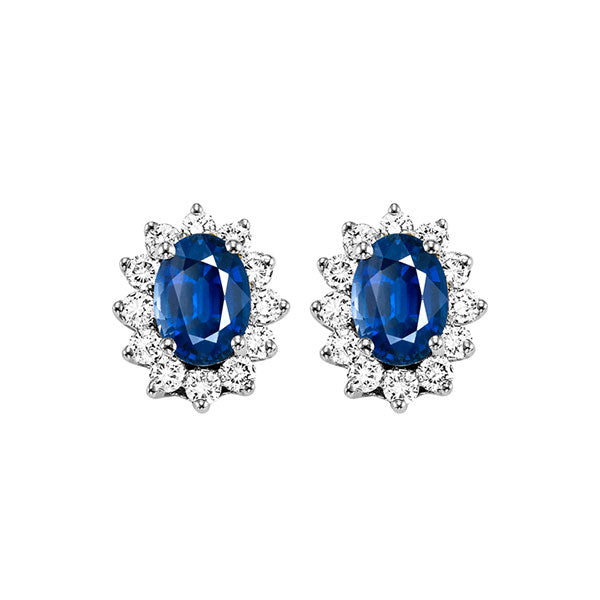 Gems One 14Kt White Gold Diamond (3/8Ctw) & Sapphire (1 1/8 Ctw) Earring