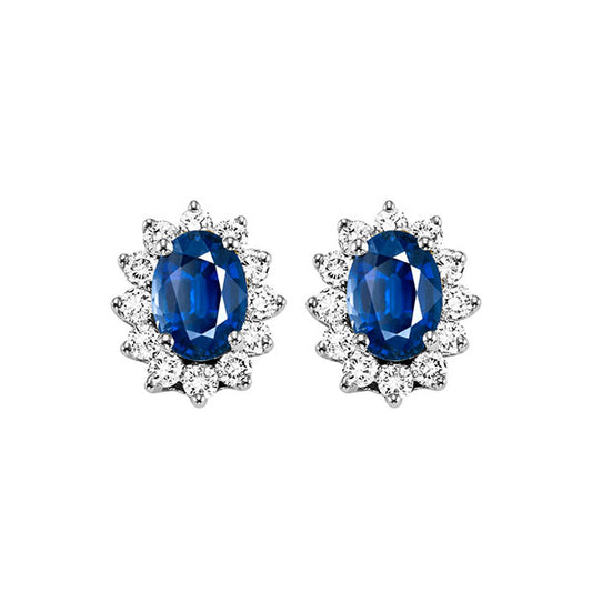 Gems One 14Kt White Gold Diamond (3/8Ctw) & Sapphire (1 1/8 Ctw) Earring