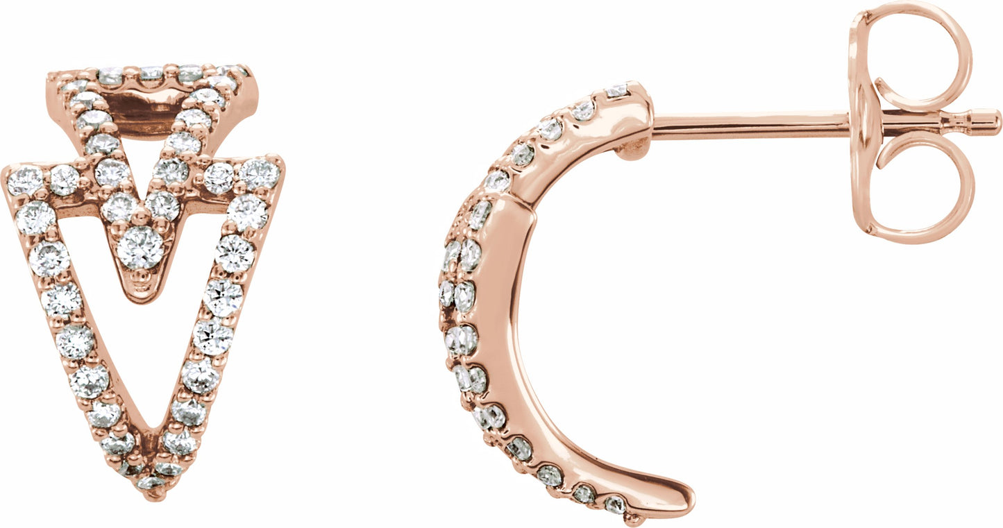 14K Rose 1/4 CTW Diamond Geometric Hoop Earrings