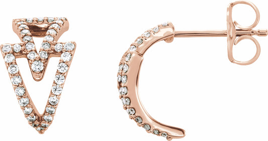 14K Rose 1/4 CTW Diamond Geometric Hoop Earrings