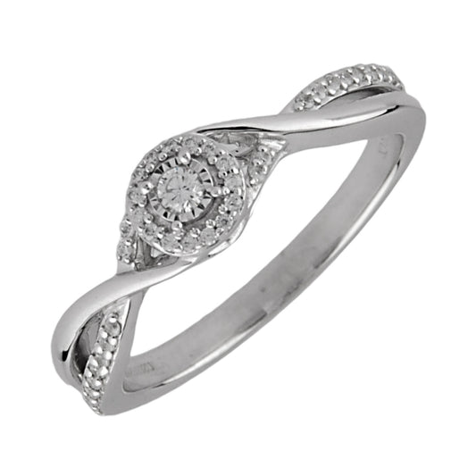 Gems One Silver Diamond(1/8Ctw) Ring