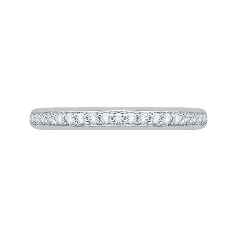 Shah Luxury 14K White Gold Round Diamond Half-Eternity Wedding Band with Euro Shank