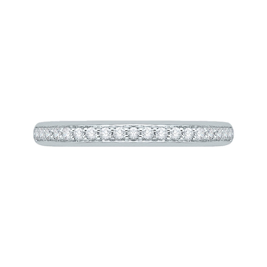 Shah Luxury 14K White Gold Round Diamond Half-Eternity Wedding Band with Euro Shank