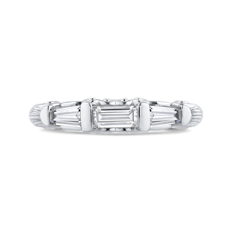 Shah Luxury 14K White Gold Baguette Diamond Wedding Band